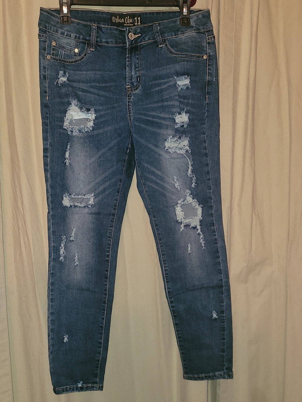 Distressed Skinny Jeans — Dark Blue